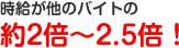 その1時給が他のバイトの約2倍～2.5倍！